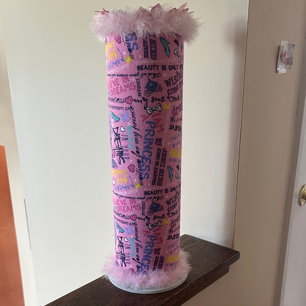 Pink Decorative Cylinder with Text Design